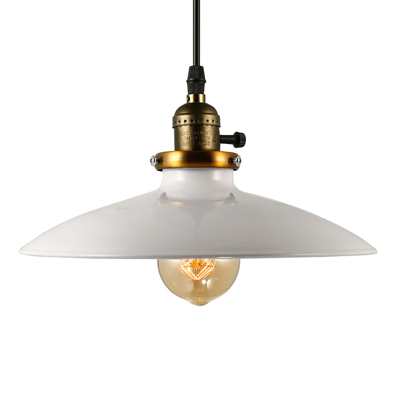 Industrial Style Saucer Metal Pendant Ceiling Light In Black/White For Living Room