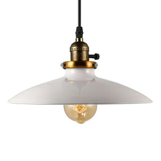 Industrial Style Saucer Metal Pendant Ceiling Light In Black/White For Living Room
