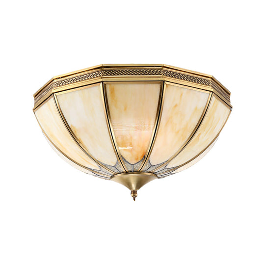 Gold Flushmount Light With 4 Lights And Frosted Glass For Bedroom Ceiling - Traditional Design’