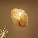 Handmade Wood And Bamboo Pendant Light Fixture With Modernist Style / B