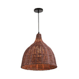 Contemporary Bamboo Basket/Trumpet Hanging Lamp: Wood Pendant Light Perfect For Restaurants