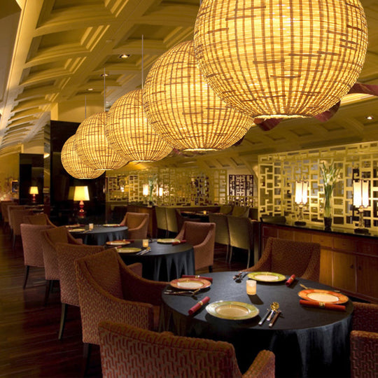 Sleek Bamboo Sphere Pendant Light Kit - 16’/19.5’ Wide