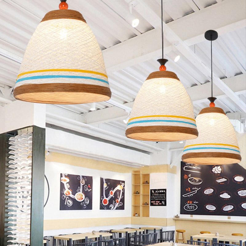 Modern Rattan Tapered Ceiling Lamp - 10’/14’/16’ Wide Yellow/Brown Pendant Light 1 Bulb Brown / 10’