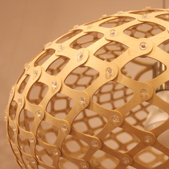 Contemporary Wood Suspension Pendant Light Kit - Global Design 1 Bulb Beige 16’/19.5’ Wide