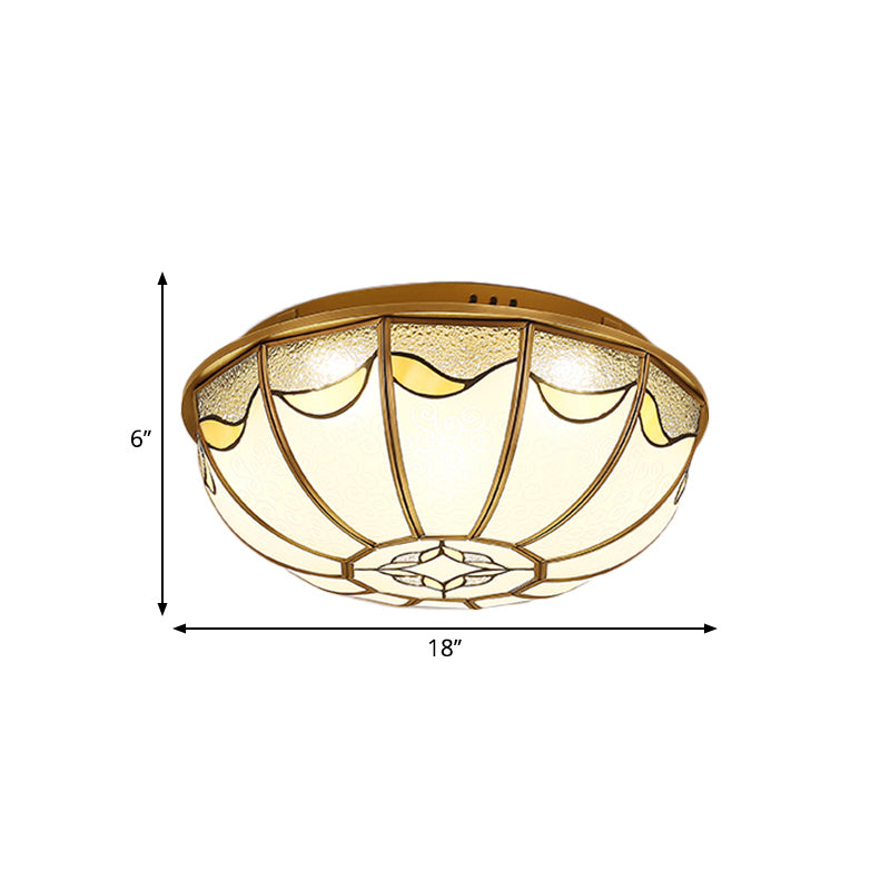 Gold 4/5 Lights Ceiling Mount Antique Opal Glass Flush Light Fixture 18/21.5 W For Bedroom With