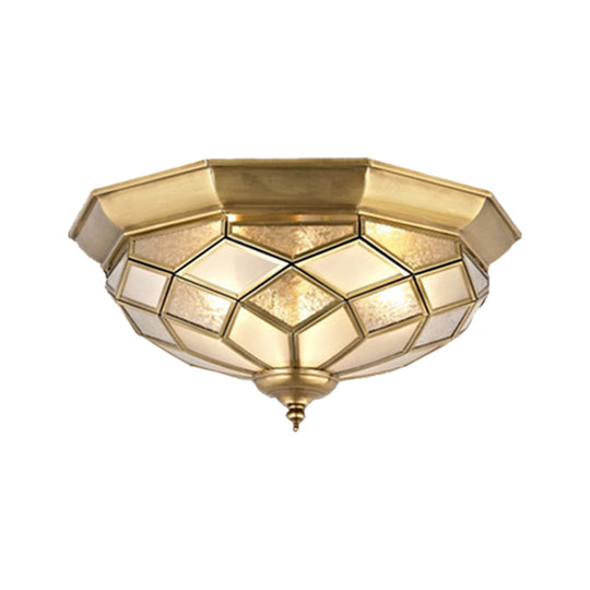 Classic Gold Flush Mount Ceiling Light With Prismatic Glass – 3/5 Lights 18’/21.5’ For Bedroom