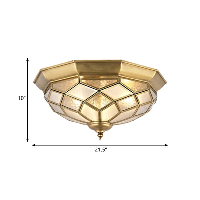 Classic Gold Flush Mount Ceiling Light With Prismatic Glass – 3/5 Lights 18’/21.5’ For Bedroom