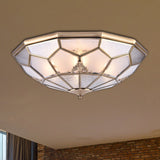 Classic Gold Bowl Frosted Glass Pane Flush Ceiling Light With 3/4/6 Lights - Bedroom Mount Lamp 6 /