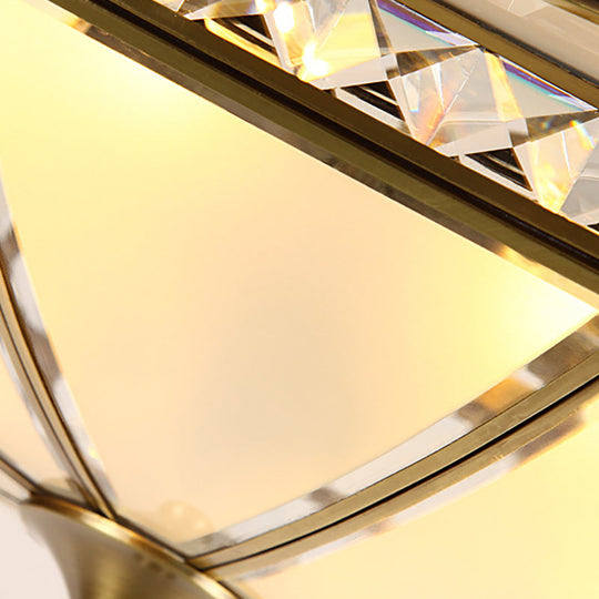 Traditional Opal Glass Bowl Ceiling Flush Mount With Gold Finish - Ideal For Bedroom Lighting