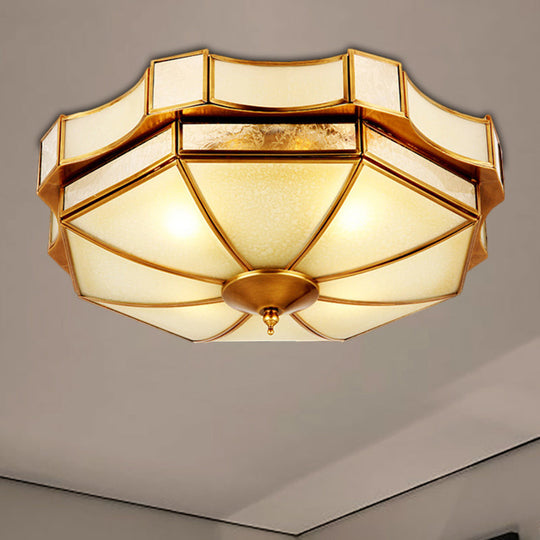 Traditional Frosted Glass Ceiling Flush Mount - Brass Finish 14/18/19.5 W