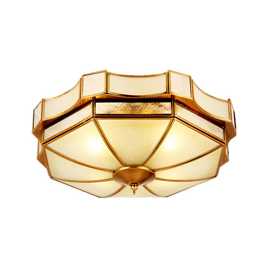 Traditional Frosted Glass Ceiling Flush Mount - Brass Finish 14’/18’/19.5’ W
