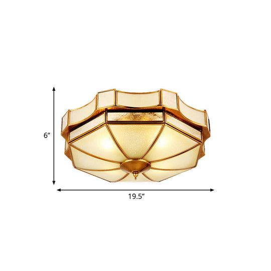 Traditional Frosted Glass Ceiling Flush Mount - Brass Finish 14/18/19.5 W