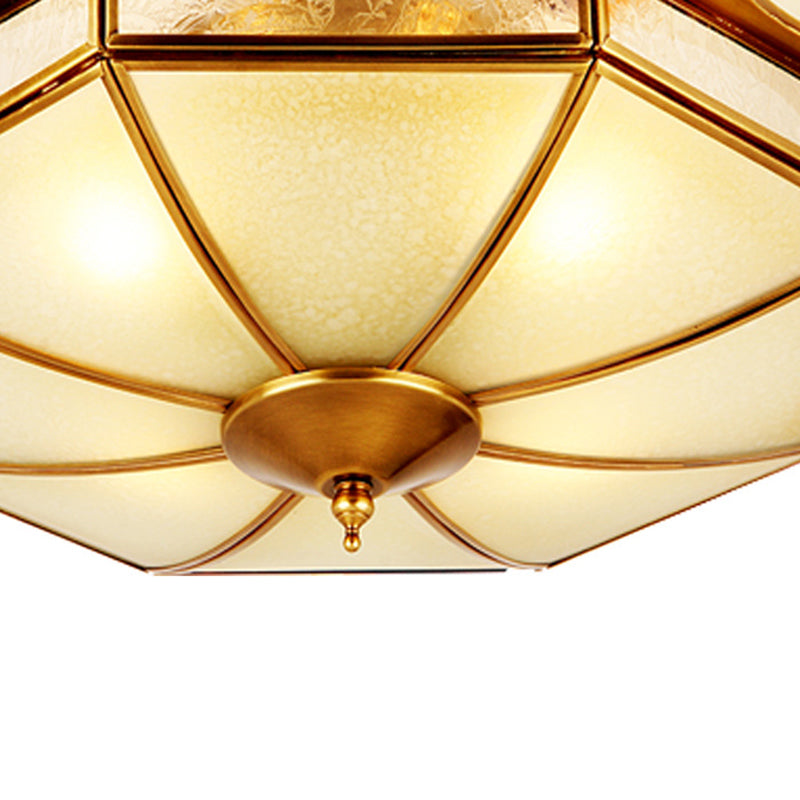 Traditional Frosted Glass Ceiling Flush Mount - Brass Finish 14’/18’/19.5’ W