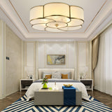 Traditional Brass Floral Flush Mount Lamp For Bedroom With Frosted Glass