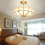Traditional Scalloped Bedroom Ceiling Light Fixture With Brass Finish 4/6 Bulb Capacity 18/23.5