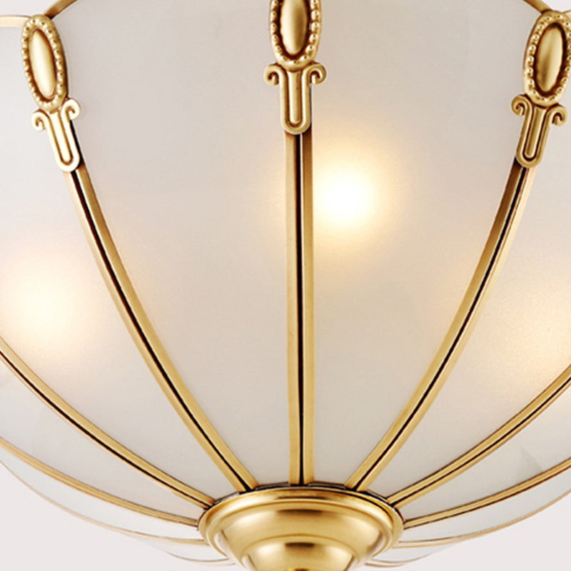 Classic Scallop Flush Mount Metal Ceiling Light Fixture In Brass For Bedroom - 17’/21’ Width