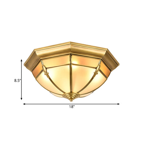 Traditional Brass Metal Dome Flush Mount Lamp - 3/4/6 Lights Ceiling Lighting For Living Room