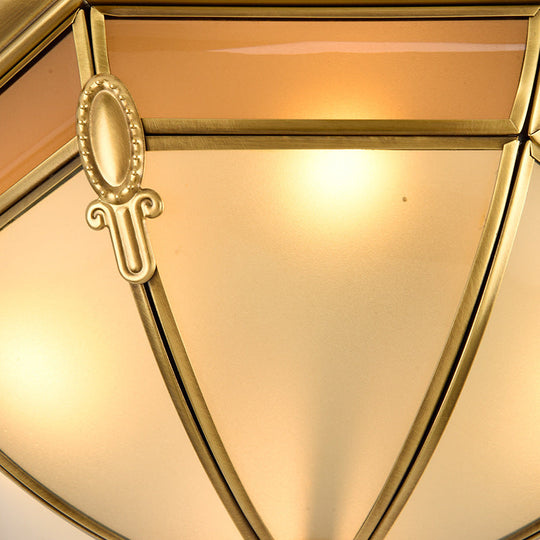 Traditional Brass Metal Dome Flush Mount Lamp - 3/4/6 Lights Ceiling Lighting For Living Room