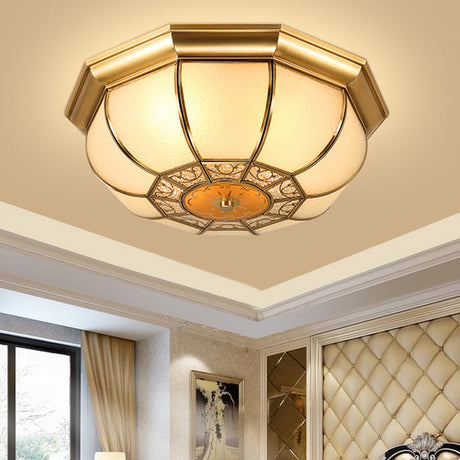 Retro Metal Brass Ceiling Mount Light Fixture - Oval Dining Room Flushmount 3/4/6 Heads 14/18/23.5