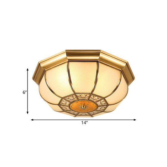 Retro Metal Brass Ceiling Mount Light Fixture - Oval Dining Room Flushmount 3/4/6 Heads 14/18/23.5