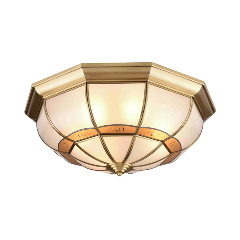 Metal Brass Flush Light Bowl Fixture: Antique Ceiling Mount For Living Room - 4/6 Bulbs 18/21.5