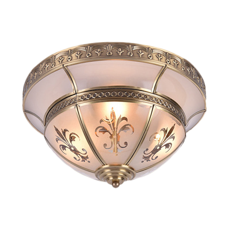 Traditional Brass Dome Flush Mount Light Fixture - 15’/18’ Width And 3/4 Lights For Living Room