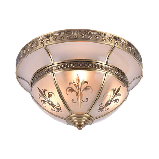 Traditional Brass Dome Flush Mount Light Fixture - 15’/18’ Width And 3/4 Lights For Living Room