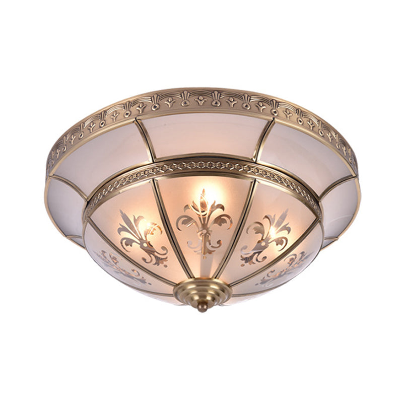 Traditional Brass Dome Flush Mount Light Fixture - 15’/18’ Width And 3/4 Lights For Living Room