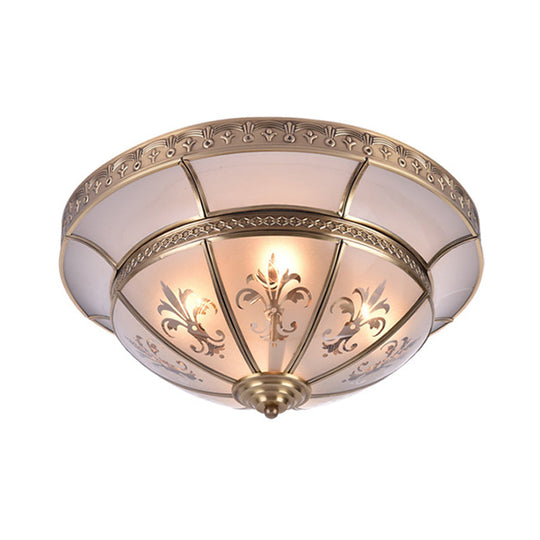 Traditional Brass Dome Flush Mount Light Fixture - 15/18 Width And 3/4 Lights For Living Room