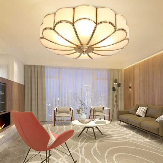 Brass Scalloped Ceiling Lighting - Traditional Metal Flush Mount Light Fixture With 3/4/6 Heads