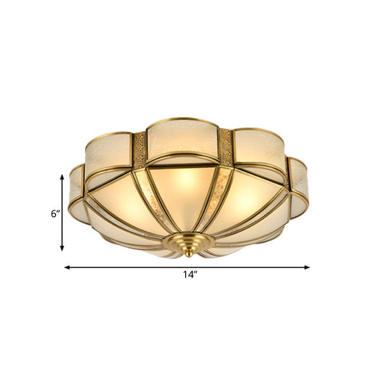Traditional Metal Brass Flush Mount Chandelier With 3/4/6 Scalloped Heads For Living Room Ceiling -