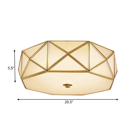 Minimalist Brass Octagon Flush Mount Ceiling Lamp - 3/4/6 Lights For Bedroom Sizes: 14/16.5/20.5 W