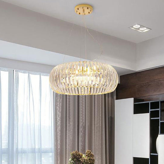 Modern Crystal Donut Chandelier Pendant Light - Gold 6/8 Bulbs Warm/White 21.5’/25.5’ Wide