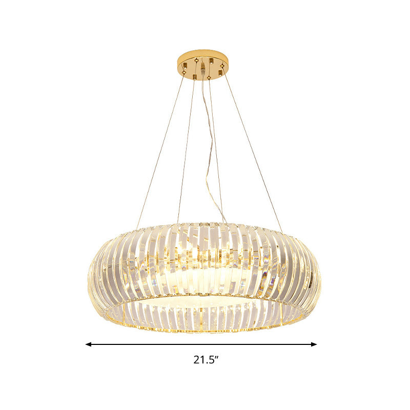 Modern Crystal Donut Chandelier Pendant Light - Gold 6/8 Bulbs Warm/White 21.5’/25.5’ Wide