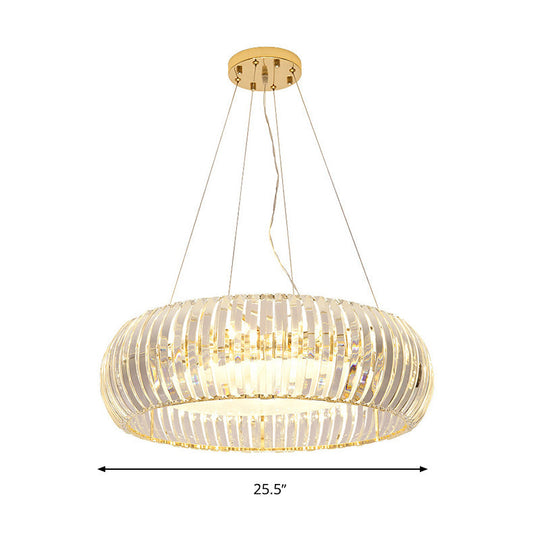 Modern Crystal Donut Chandelier Pendant Light - Gold 6/8 Bulbs Warm/White 21.5’/25.5’ Wide