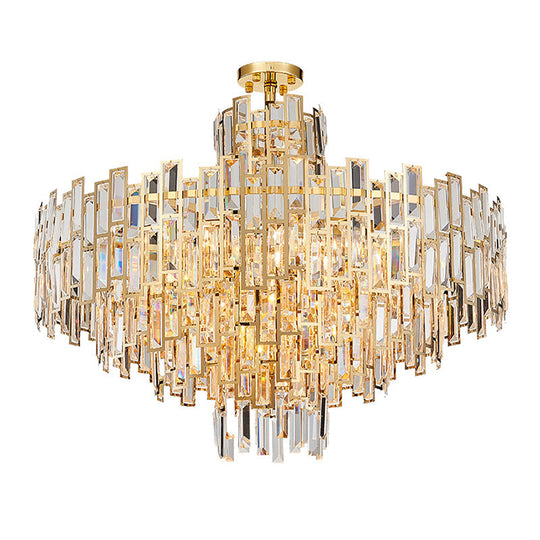 Contemporary Crystal Tiered Hanging Chandelier - 8/13 Heads 23.5/31.5 Gold Light For Living Room