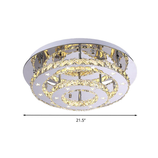 Modern 2 - Tier Crystal Led Ceiling Light In Chrome: Warm White And 3 - Color Options 18’ -
