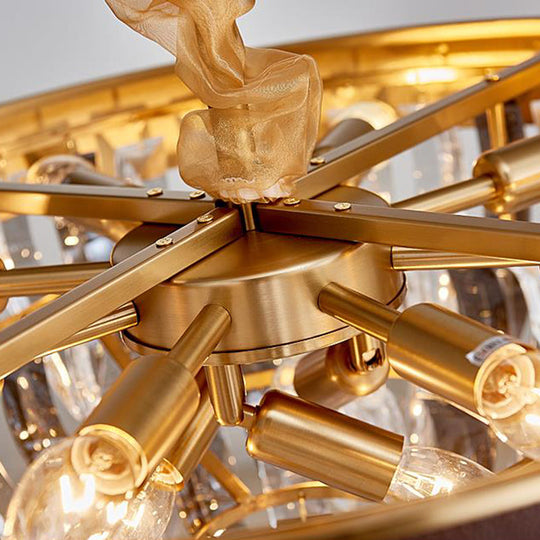 Contemporary Cone Contoured Crystal Pendant Chandelier - 11-Head Brown Suspension Light