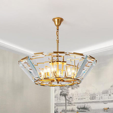 Modern Crystal Pendant Light Fixture - Gold 6-Head Dining Room Chandelier