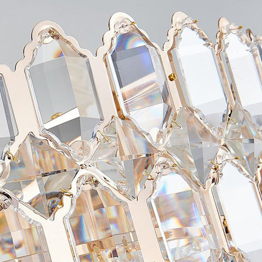 Modern Conical Pendant With K9 Crystal - 6/8 Lights Champagne Chandelier 16/19.5 Wide