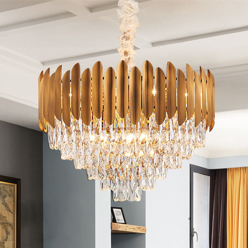 Postmodern Faceted Crystal Cone Chandelier Pendant Light