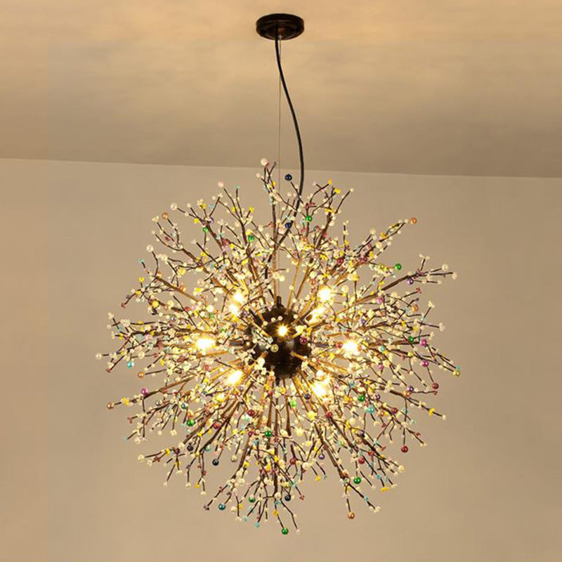 Modern Crystal Starburst Chandelier: 23.5’/31.5’ Wide 8/12 Lights White/Red And Green