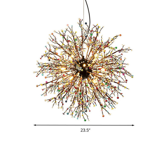 Modern Crystal Starburst Chandelier: 23.5’/31.5’ Wide 8/12 Lights White/Red And Green