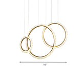 Modern Gold Loop Crystal Beaded Pendant Chandelier - Led Hanging Lamp Kit With Multiple Size Options