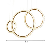 Modern Gold Loop Crystal Beaded Pendant Chandelier - Led Hanging Lamp Kit With Multiple Size Options