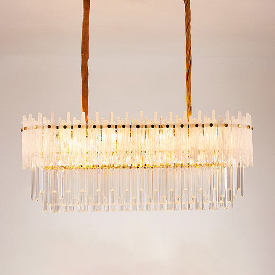 Minimalist 9-Light Crystal Chandelier For Dining Room - Clear Island Lighting