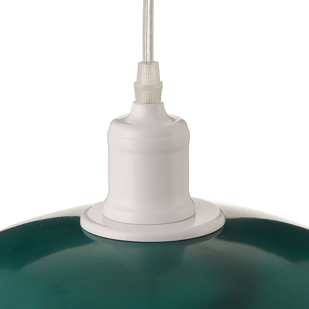 Vintage Metal Saucer Shade Pendant Ceiling Light: Green/Red Stylish 1-Light Fixture For Table