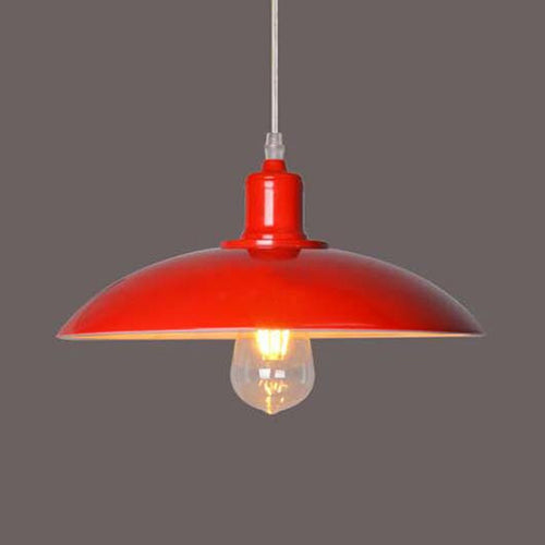 Vintage Metal Saucer Shade Pendant Ceiling Light: Green/Red Stylish 1-Light Fixture For Table Red