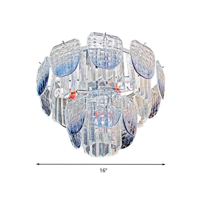 Modern Clear Faceted Crystal Tiered Hanging Light Kit With Blue Pendant Chandelier (5/10 Lights)