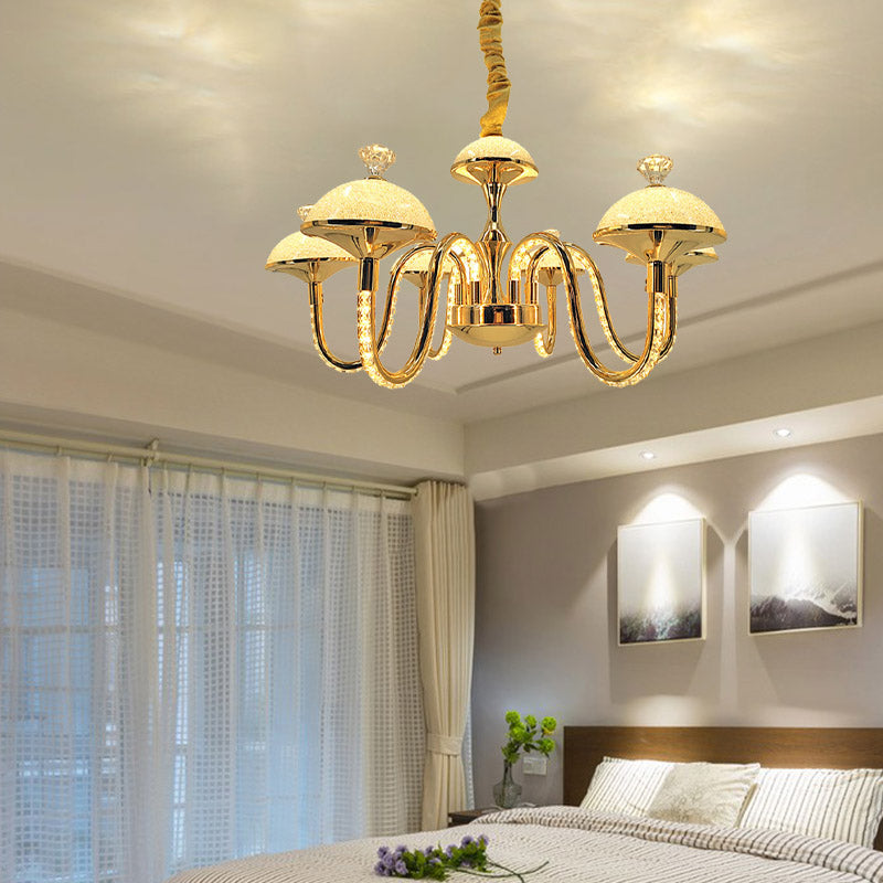 Modern K9 Crystal Pendant Chandelier With Frosted Glass Shade